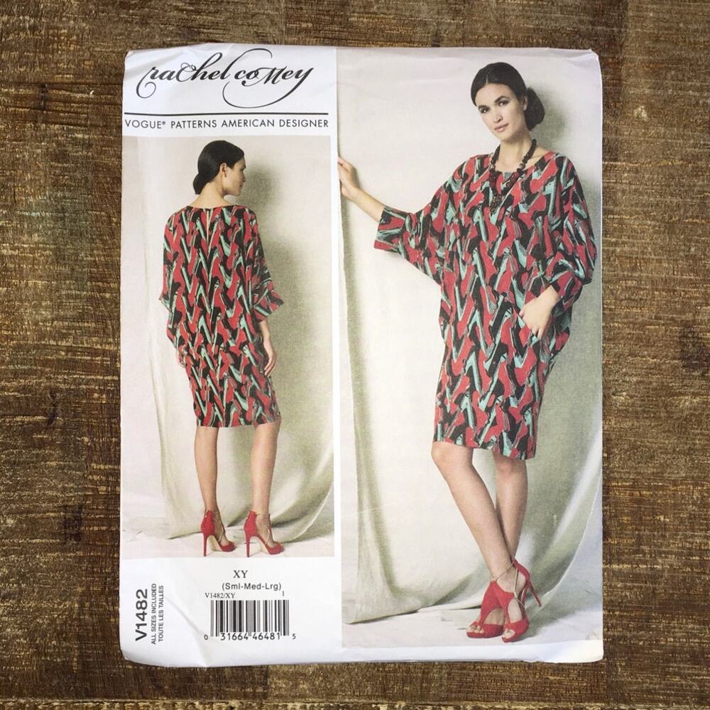 Vogue Sewing Pattern V1482 Womens Loose Fitting Pullover Dress Comey S-L UNCUT